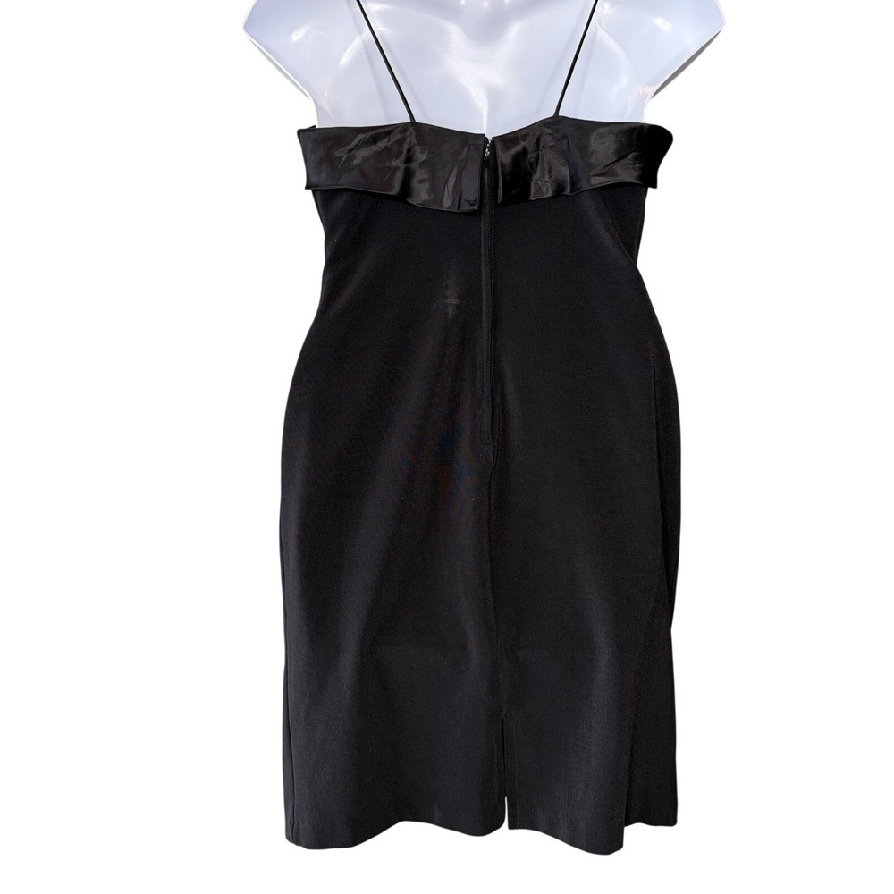 Betsy & Adam Dress 18W Black Satin Trim Spaghetti Strap Vintage Glam LBD Y2K - Picture 4 of 6